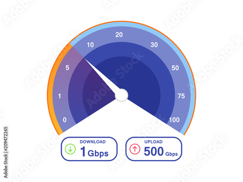 Internet Upload Download Speed Gauge Vector Icon