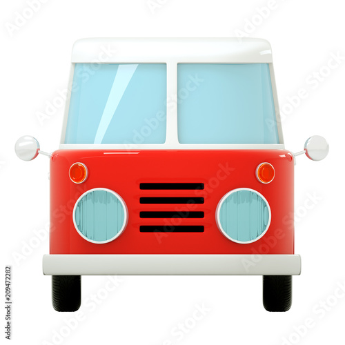 van cartoon 3d front