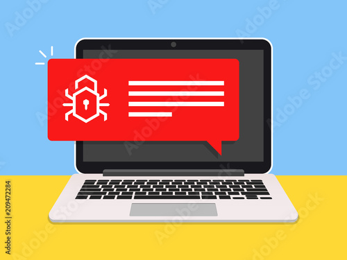 Malware Notification on Laptop Screen Vector Icon