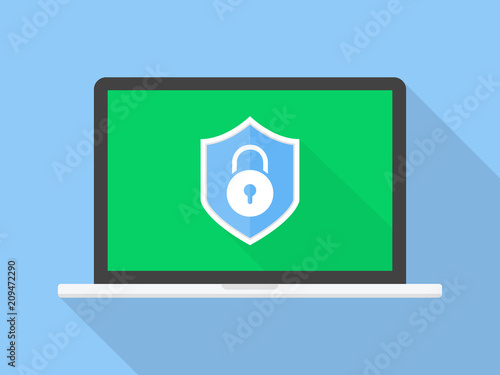 Secured Laptop Vector Icon