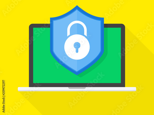 Secured Laptop Vector Icon