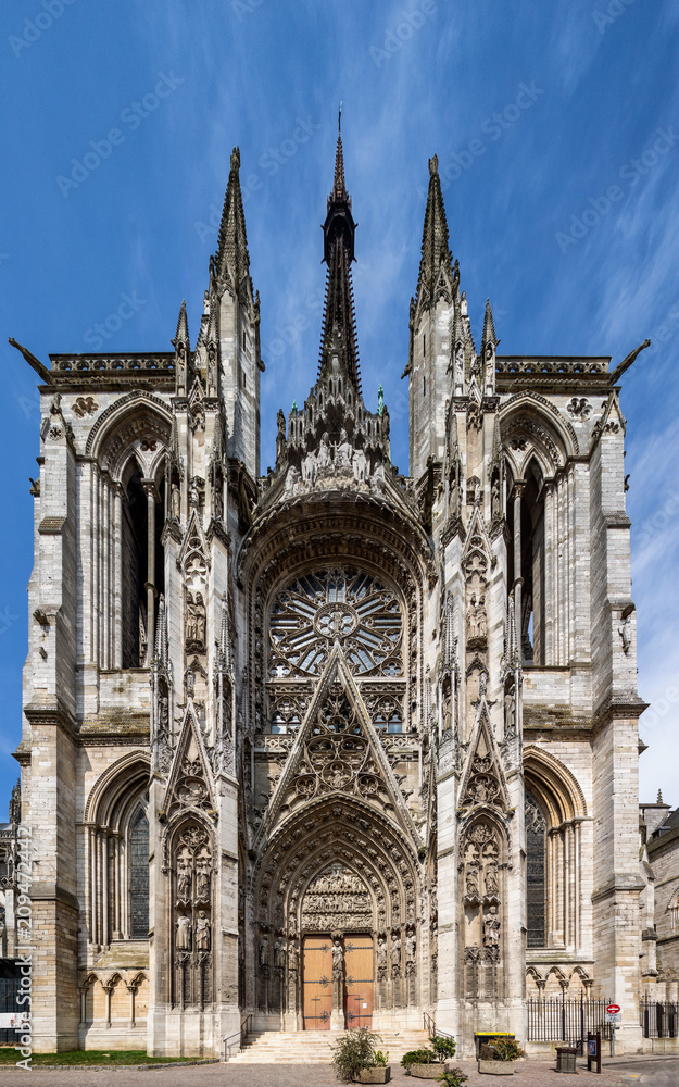 Fascia of Saint Ouen, a Gothic Abbey church in Rouen, Normandy