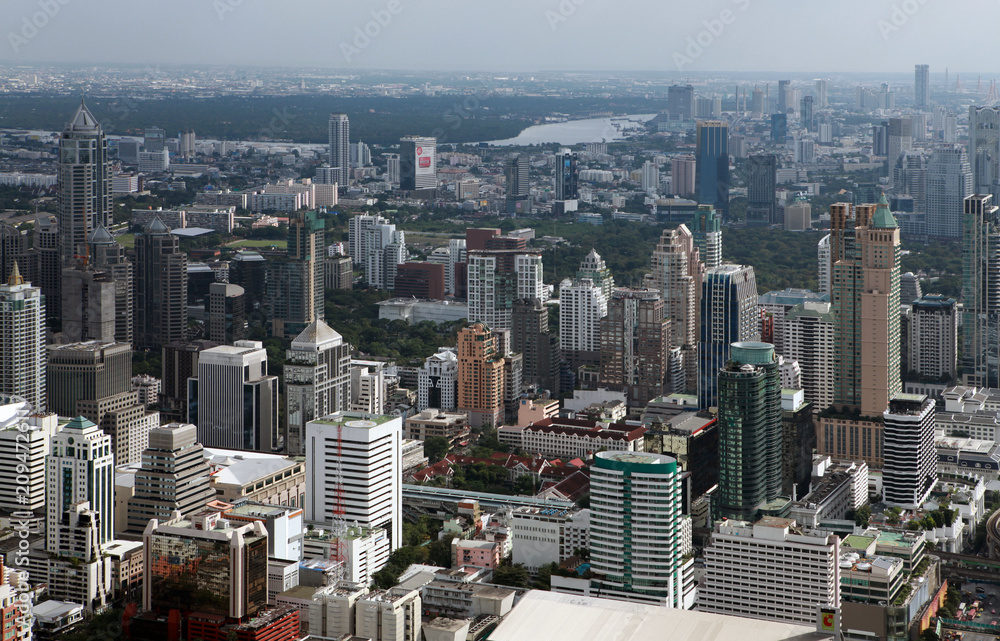 Naklejka premium Bird eye view of Bangkok city
