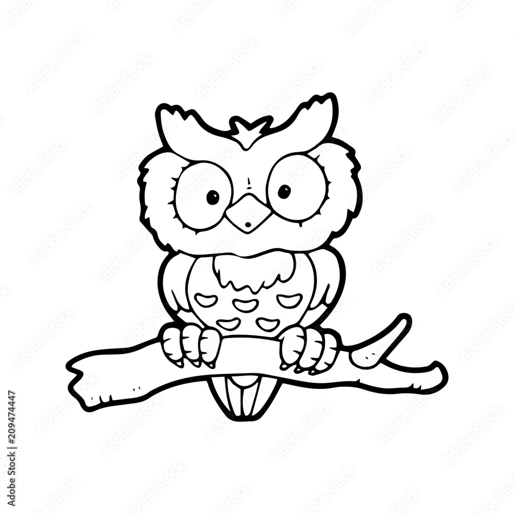 Owl cartoon illustration isolated on white background for children color book Owl cartoon illustration isolated on white background for children color book