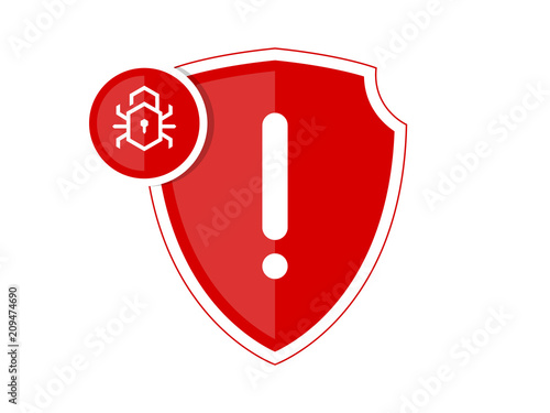 Malware Shield Is Down Vulnerable Icon Vector