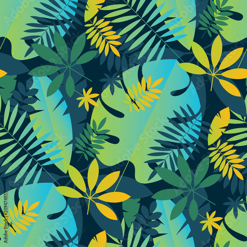 Geometric vivid jungle foliage seamless pattern