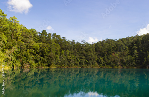 Lake with blue water and clear sky