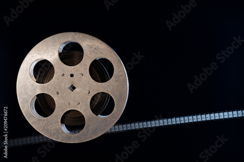 Movie film reel on dark