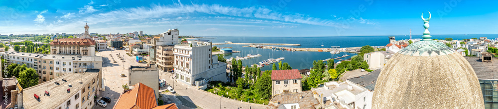 Aerial panorama of the old town in Constanta, Romania. Constanta, founded as a colony almost 2600 years ago, is the oldest attested city in Romania.