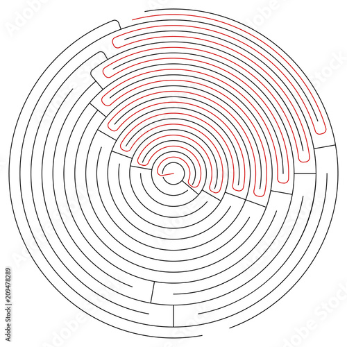 Black round maze with help
