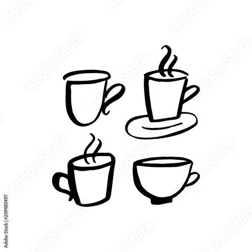 Set of handdrawn cups card. Perfect design for greeting cards  posters  T-shirts  banners  print invitations.