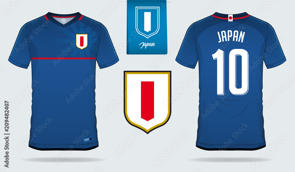 Soccer jersey or football kit template design for Japan national football  team. Front and back view