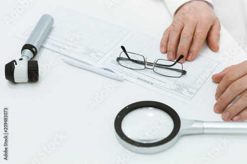 Dermatoscope lying on the table