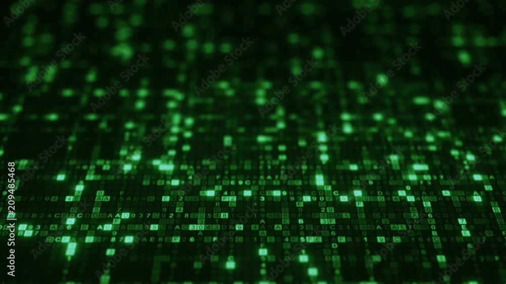 Green HEX digital symbols on computer monitor. Futuristic big data information technology concept. Seamless loop animation 4k (4096x2304)
Green HEX digital symbols on computer monitor. Futuristic big data information technology concept. Seamless loop animation 4k (4096x2304)