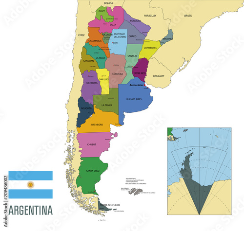 Fotografie, Obraz Political vector map of Argentina