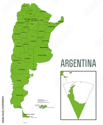Fotografie, Obraz Political vector map of Argentina