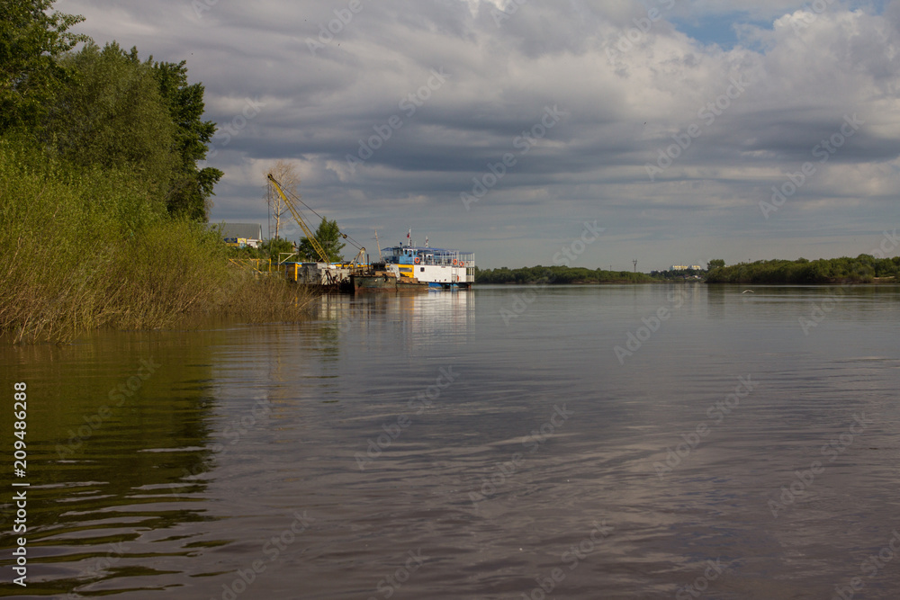 boat station on the banks of the Vyatka River