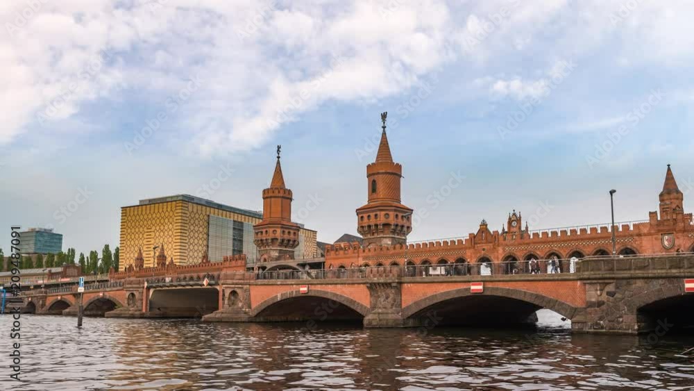 Berlin city skyline timelapse at Oberbaum Bridge and Spree River, Berlin, Germany 4K Time lapse Berlin city skyline timelapse at Oberbaum Bridge and Spree River, Berlin, Germany 4K Time lapse