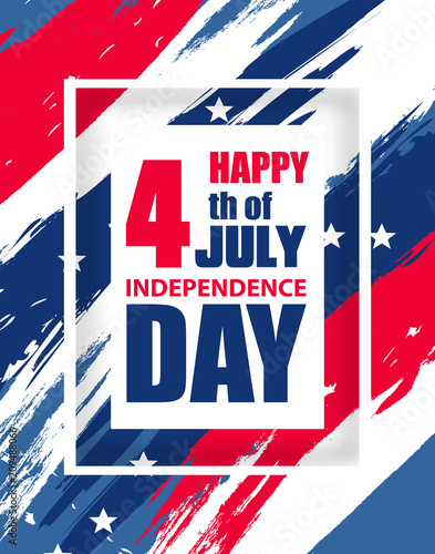 Colorful modern background for Independence Day USA 4th July. Dynamic design elements for poster or banner vertical template. Vector