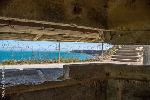 View from German bunker at Pointe du Hoc memorial, Normandy, France