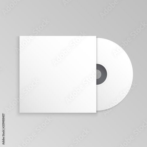 Compact disk (CD) and cover mockup template, vector illustration