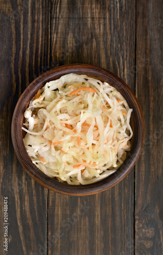 Sauerkraut with carrots, top view