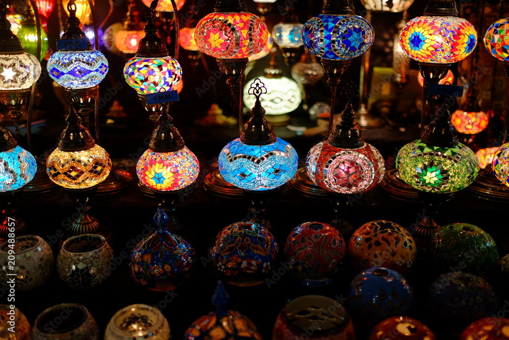 Lanterns in a Christmas market, Vienna, Austria 