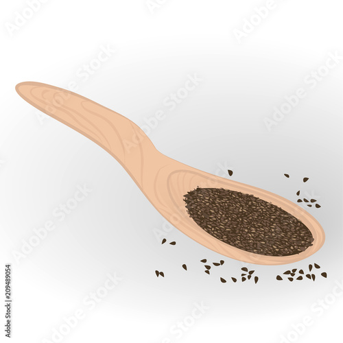 Flaxseeds in a spoon vector illustration 