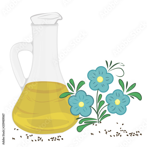 Flaxseed essential oil vector illustration 