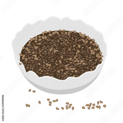 Flaxseeds in a plate vector illustration 