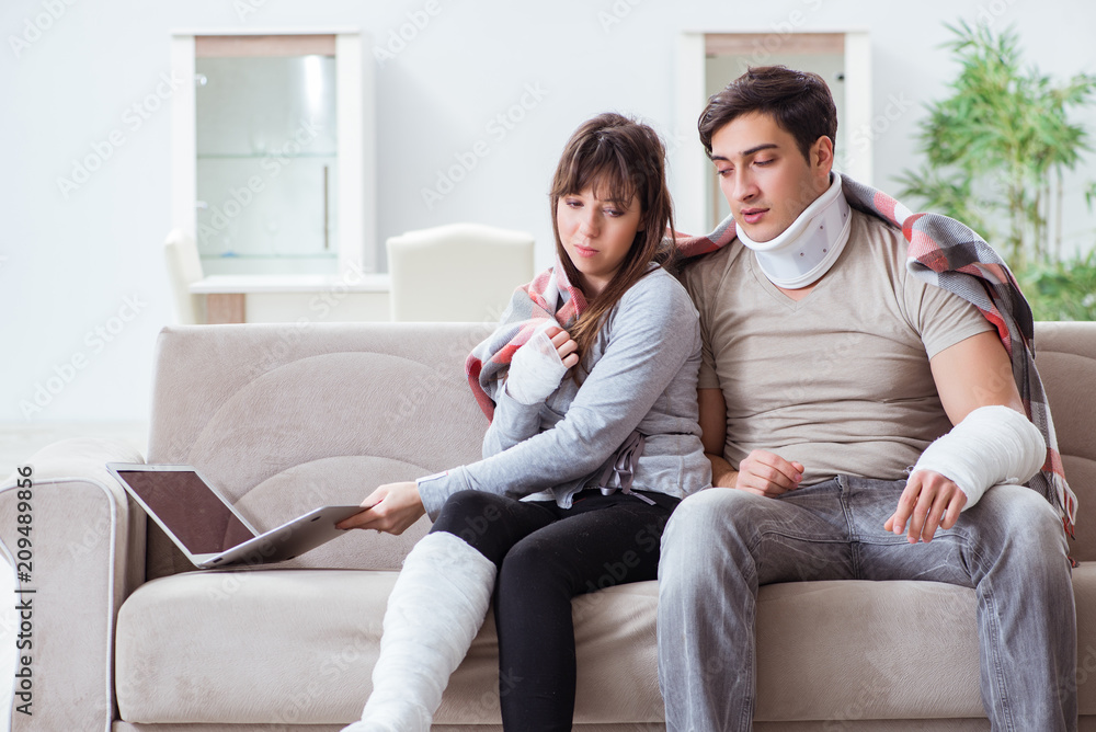 Injured family of wife and husband recovering at home Injured family of wife and husband recovering at home