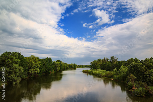 Rural landscape. Forest, river.