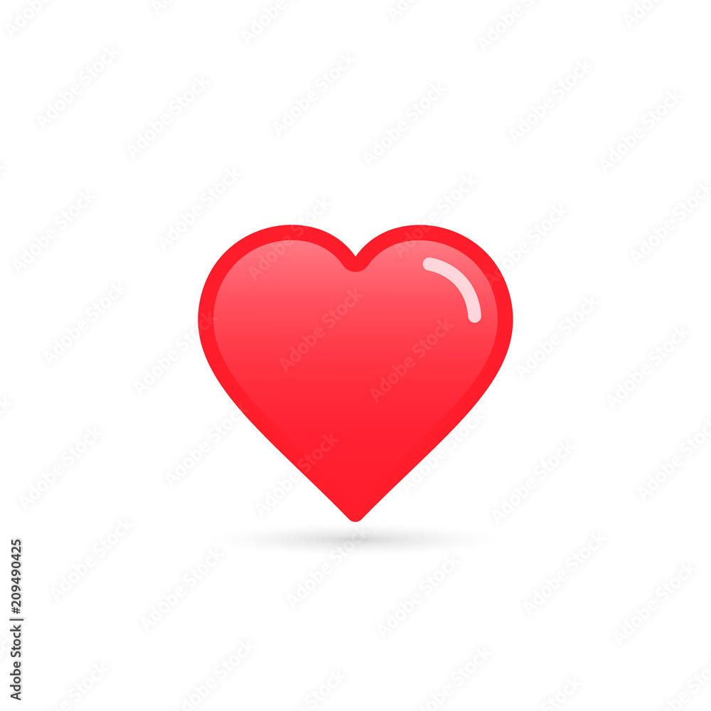 Red Heart, Isolated On White Background, Vector Illustration