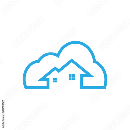 Illustration of cloud house logo icon template
