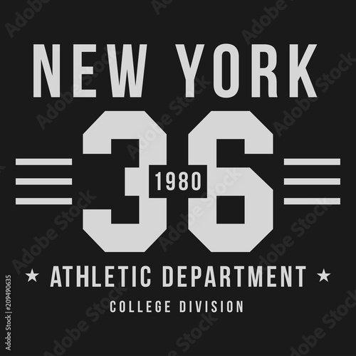 New York, Athletic sport typography for t-shirt print. T-shirt graphics