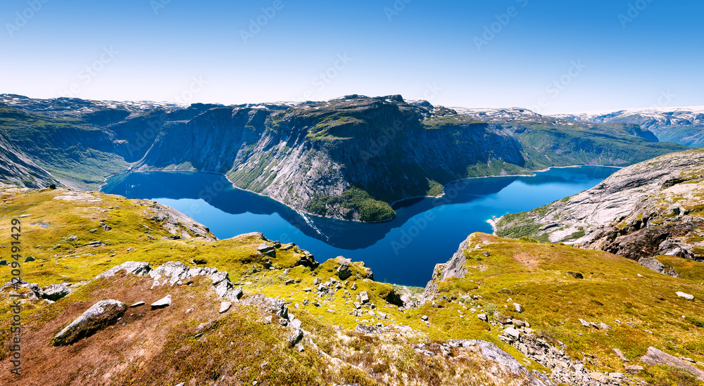 Blue lake in Norway near Trolltunga