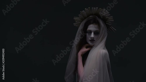 Wallpaper Mural Woman is standing with closed eyes Torontodigital.ca