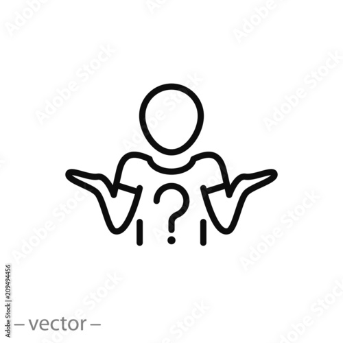 doubt, shrug vector icon
