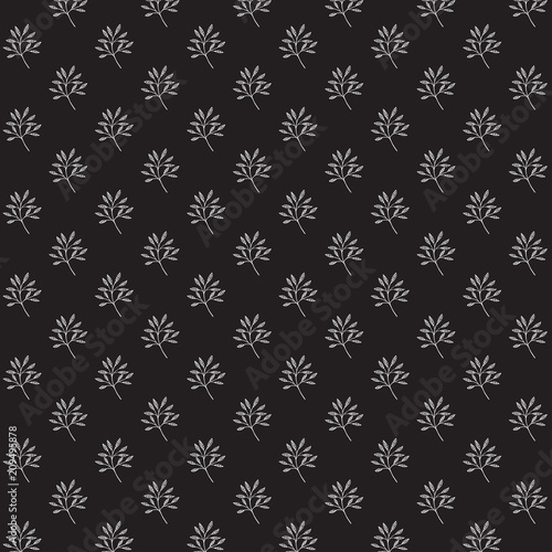 Seamless pattern background. Branches and leaves. Black and white. Vector illustration