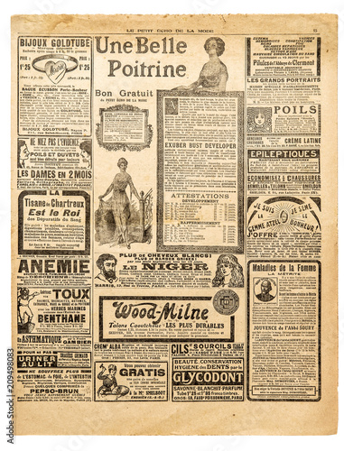 Newspaper pages antique advertising Used paper background