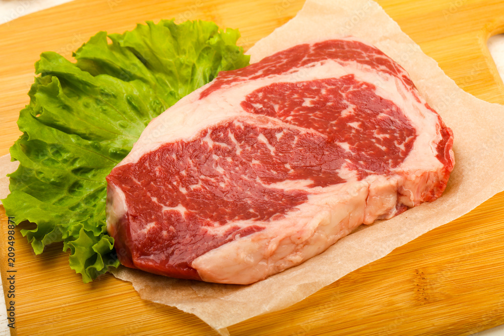 Rib eye raw steak