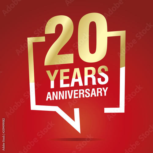 20 Years Anniversary celebrating gold white red logo icon