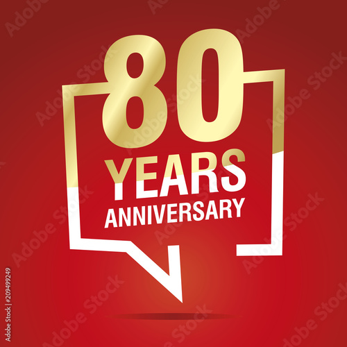 80 Years Anniversary celebrating gold white red logo icon