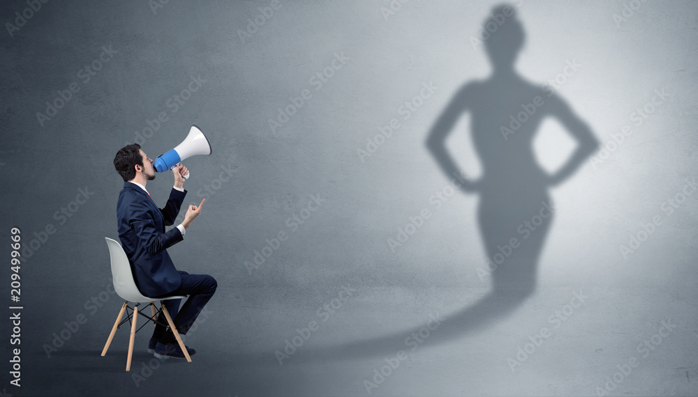 Rich businessman staying and offering stuffs to a pretty shadow woman
Rich businessman staying and offering stuffs to a pretty shadow woman