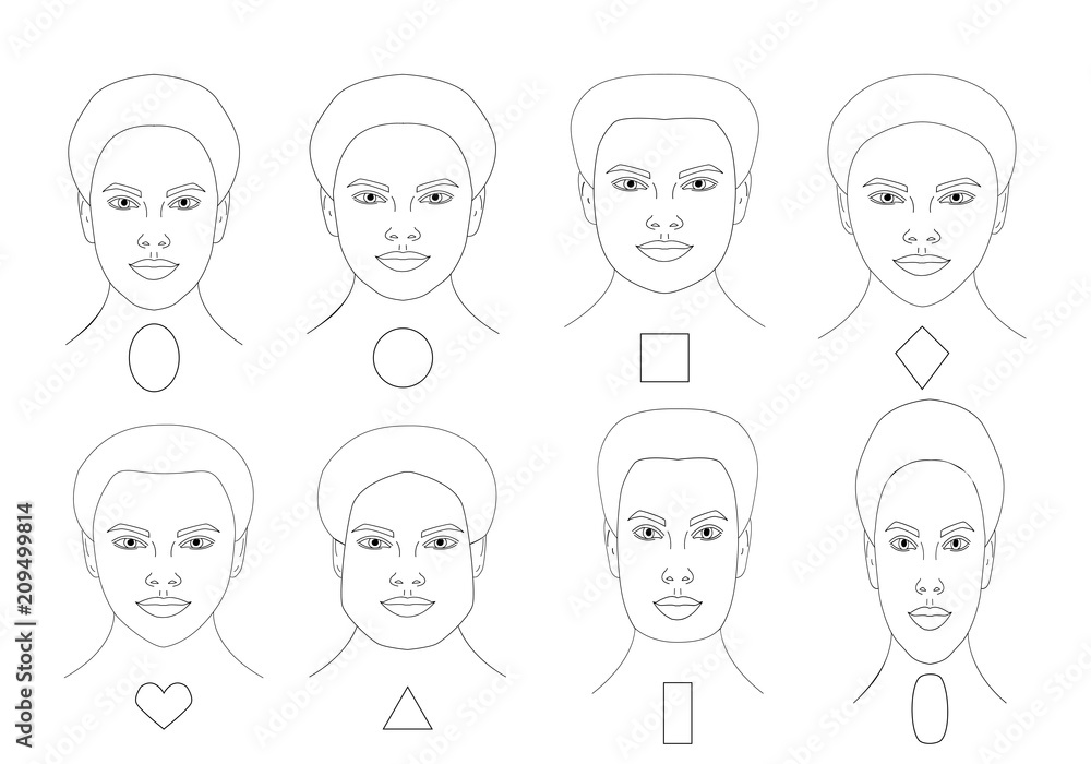 Different face shapes guide vector illustration Different face shapes guide vector illustration