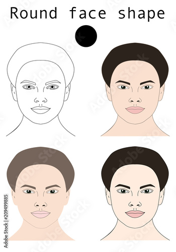 Round  woman face set vector