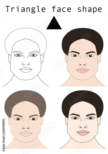 Triangle woman face set vector