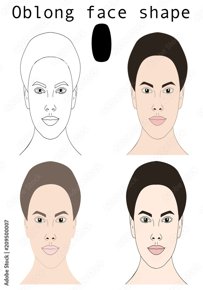 Oblong woman face set vector Oblong woman face set vector