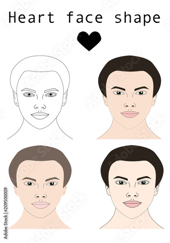 Heart woman face set vector
