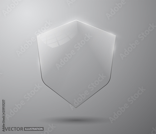 Transparent glass shield, vector illustration